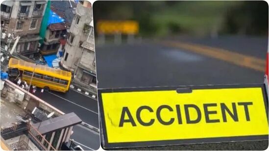 स्कूल बसचा जेजे फ्लायओव्हरवर अपघात