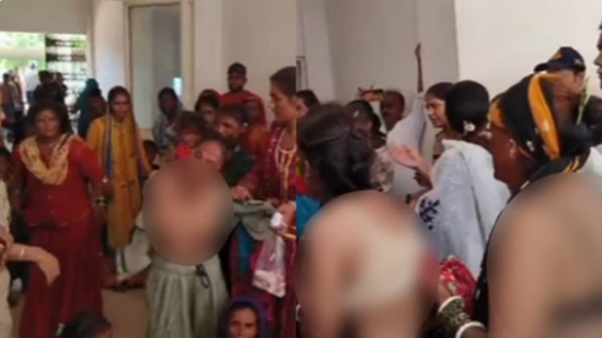 सरकारी अधिकाऱ्यांच्या समोरच अचानक महिलांनी कपडे उतरवले
