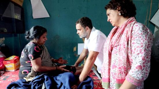 Congress leaders Rahul Gandhi and Priyanka Gandhi Vadra in Wayanad. (ANI)