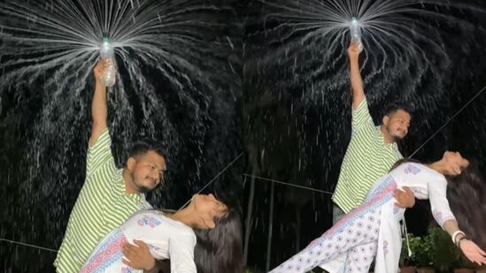 प्रेमासाठी काहीही! बाटलीला छिद्र पाडून प्रियकराचा प्रेयसीवर पावसाचा वर्षाव; फिल्मी रोमान्सलाही टाकले मागे