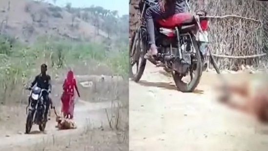 पत्नीला मोटरसायकलच्या मागे बांधून संपूर्ण गावातून फरफटत नेले