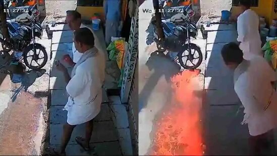 आंध्र प्रदेशात विडी ओढून जळती काडी रस्त्यावर फेकल्याने आग