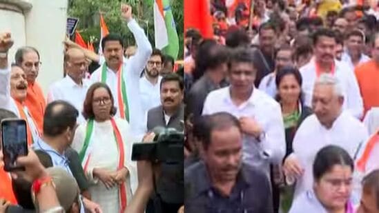 'जोडे मारो' आंदोलनासाठी पवार, ठाकरे, पटोले उतरले रस्त्यावर; आंदोलक गेट वे ऑफ इंडियाकडे रवाना 