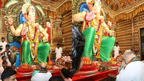 अमित शाहांनी घेतलं मुंबईतील लालबागचा राजाचे दर्शन