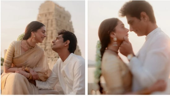 गेल्या काही दिवसांपासून अभिनेत्री अदिती राव हैदरी आणि अभिनेता सिद्धार्थ या लव्हबर्ड्सची चर्चा रंगली होती. आज या लव्हबर्डसने लग्नातील फोटो शेअर करत चाहत्यांना सुखद धक्का दिला आहे. सध्या सोशल मीडियावर सिद्धार्थ आणि आदितीलच्या खासगी विविहासोहळ्याचे फोटो व्हायरल झाले आहेत.