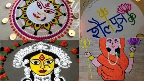 सुंदर रांगोळी डिझाइन - शारदीय नवरात्रीचा उत्सव उद्या, गुरुवार, ३ ऑक्टोबरपासून देशभरात मोठ्या उत्साहात साजरा केला जाणार आहे. या दरम्यान माँ दुर्गा भक्त संपूर्ण नऊ दिवस उपवास आणि पूजा करतात. हा पवित्र सण खास बनवण्यासाठी घरातील महिलांनी अनेक दिवस आधीच तयारी सुरू करतात. ज्यामध्ये आईच्या दरबाराची सजावट करण्यापासून ते घराच्या अंगणात बनवलेल्या सुंदर रांगोळीच्या डिझाईन्सचा समावेश होतो.&nbsp;