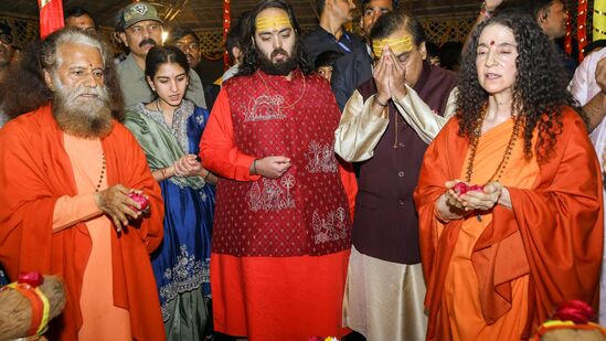 Reliance Industries Chairman Mukesh Ambani, along with son Anant and daughter-in-law Radhika Merchant, offered prayer during the Maha Kumbh Mela.