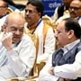 New Delhi, May 25 (ANI): Union Home Minister Amit Shah in a conversation with Union Minister and Bharatiya Janata Party National President JP Nadda during the 122nd episode of Prime Minister Narendra Modi's 'Mann Ki Baat' programme, at the Ashok Hotel in New Delhi on Sunday. (ANI Photo/Jitender Gupta) New Delhi, May 25 (ANI): Union Home Minister Amit Shah in a conversation with Union Minister and Bharatiya Janata Party National President JP Nadda during the 122nd episode of Prime Minister Narendra Modi's 'Mann Ki Baat' programme, at the Ashok Hotel in New Delhi on Sunday. (ANI Photo/Jitender Gupta)