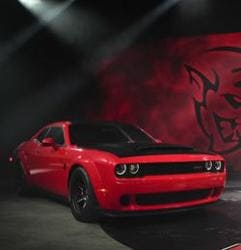 Dodge head of passenger car brands Tim Kuniskis talks about features for the 2018 Dodge Challenger SRT Demon during a media preview for the New York International Auto Show on Tuesday.