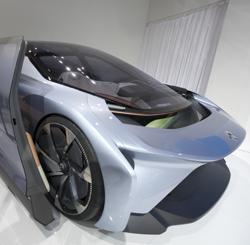 Visitors look at the EVE concept car from Chinese startup NIO during the Auto Shanghai 2017 show at the National Exhibition and Convention Center in Shanghai on Wednesday.