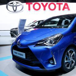 Toyota Yaris Hybrid is seen during the 87th International Motor Show at Palexpo in Geneva, Switzerland, March 7, 2017. REUTERS/Arnd Wiegmann Toyota Yaris Hybrid is seen during the 87th International Motor Show at Palexpo in Geneva, Switzerland, March 7, 2017. REUTERS/Arnd Wiegmann