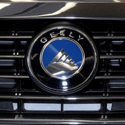 The Geely Automobile Holdings logo is pictured at the Auto China 2016 auto show in Beijing, China. The Geely Automobile Holdings logo is pictured at the Auto China 2016 auto show in Beijing, China.