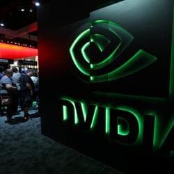 The Nvidia booth is shown at the E3 2017 Electronic Entertainment Expo in Los Angeles.