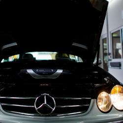 Picture taken on November 4, 2014 shows a Mercedes Benz car of German auto giant Daimler AG undergoing a TUEV technical inspection in Hildesheim, northern Germany. Picture taken on November 4, 2014 shows a Mercedes Benz car of German auto giant Daimler AG undergoing a TUEV technical inspection in Hildesheim, northern Germany.