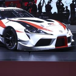 The Toyota Supra on display on the opening day of the 88th Geneva International Motor Show in Geneva, Switzerland, on Tuesday.