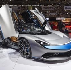 Visitors look at the new Automobili Pininfarina 'Battista' during the press day at the '89th Geneva International Motor Show' in Geneva, Switzerland on March 5.