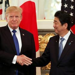 A statement is set to be issued after a meeting between President Donald Trump and Japanese Prime Minister Shinzo Abe that would include a US promise not to hike tariffs or introduce quotas on Japanese cars. A statement is set to be issued after a meeting between President Donald Trump and Japanese Prime Minister Shinzo Abe that would include a US promise not to hike tariffs or introduce quotas on Japanese cars.