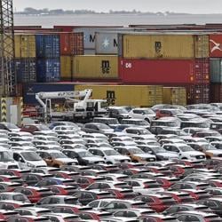 Cars for import and export in the free harbour in Bremerhaven, Germany. A no-deal Brexit could reduce demand by as much as 15% in Europe’s second-largest market, according to LMC. Cars for import and export in the free harbour in Bremerhaven, Germany. A no-deal Brexit could reduce demand by as much as 15% in Europe’s second-largest market, according to LMC.