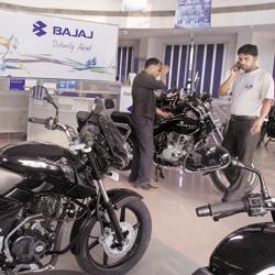 Total vehicle exports in October were at 1,84,432 units as compared to 1,86,757 units in the same month a year ago, down 1 per cent, Bajaj Auto said. Total vehicle exports in October were at 1,84,432 units as compared to 1,86,757 units in the same month a year ago, down 1 per cent, Bajaj Auto said.