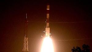 A file photo of ISRO's PSLV C 28 carrying five satellites from the UK, lifts off from Satish Dhawan Space Center in Sriharikota.(PTI) A file photo of ISRO's PSLV C 28 carrying five satellites from the UK, lifts off from Satish Dhawan Space Center in Sriharikota.(PTI)