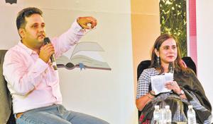 Author Amish Tripathi interacting with the audience during the Literati at Lake Club in Chandigarh on Sunday(HT Photo) Author Amish Tripathi interacting with the audience during the Literati at Lake Club in Chandigarh on Sunday(HT Photo)
