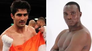 Tanzanian Francis Cheka (right) will take on Vijender Singh in New Delhi on December 17(HT Photo) Tanzanian Francis Cheka (right) will take on Vijender Singh in New Delhi on December 17(HT Photo)