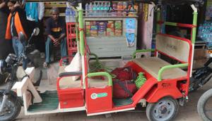(An e-rickshaw in Uttar Pradesh that is being wrapped in colourful yarn as part of the yarn bombing project. The rickshaw prompted many onlookers to request the artists to decorate their bikes and shops. Yarn bombing is a form of street art where artists use knits and crochets in public spaces either to protest, or simply to add colour.) (An e-rickshaw in Uttar Pradesh that is being wrapped in colourful yarn as part of the yarn bombing project. The rickshaw prompted many onlookers to request the artists to decorate their bikes and shops. Yarn bombing is a form of street art where artists use knits and crochets in public spaces either to protest, or simply to add colour.)