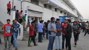 Students after the three-hour-long exam.(Shankar Mourya/HT photo)