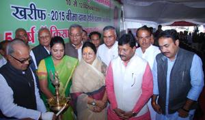 Finance minister Jayant Malaiya inaugurating farmers’ convention in Indore on Saturday.