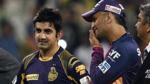 Mahendra Singh Dhoni (left) and Gautam Gambhir during an IPL match at Eden Gardens on May 14, 2016. (Photo by Subhendu Ghosh/ Hindustan Times)(Hindustan Times) Mahendra Singh Dhoni (left) and Gautam Gambhir during an IPL match at Eden Gardens on May 14, 2016. (Photo by Subhendu Ghosh/ Hindustan Times)(Hindustan Times)