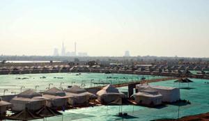 The Swiss tents set up at Hanuwantiya, the site of Jal Mahotsav, about 45 km from Khandwa.(HT photo) The Swiss tents set up at Hanuwantiya, the site of Jal Mahotsav, about 45 km from Khandwa.(HT photo)
