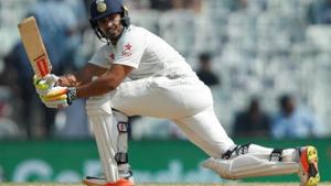 Karun Nair scored a triple century on Day 4 of the fifth and final test between India vs England in Chennai on Monday.(Reuters) Karun Nair scored a triple century on Day 4 of the fifth and final test between India vs England in Chennai on Monday.(Reuters)