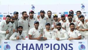 Virat Kohli continued his unbeaten run as captain as India thrashed England by an innings and 75 runs to win the series 4-0.(BCCI) Virat Kohli continued his unbeaten run as captain as India thrashed England by an innings and 75 runs to win the series 4-0.(BCCI)