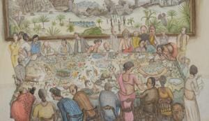 The War Room, Nityan Unnikrishnan, mixed media on paper(Photo courtesy: Chatterjee & Lal) The War Room, Nityan Unnikrishnan, mixed media on paper(Photo courtesy: Chatterjee & Lal)