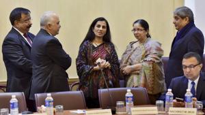 M D & CEO, ICICI Bank Chanda Kochhar with MD & CEO of Axis Bank Shikha Sharma and other bankers at the pre-budget meeting with Union Finance Minister Arun Jaitley in New Delhi on Tuesday.(PTI) M D & CEO, ICICI Bank Chanda Kochhar with MD & CEO of Axis Bank Shikha Sharma and other bankers at the pre-budget meeting with Union Finance Minister Arun Jaitley in New Delhi on Tuesday.(PTI)