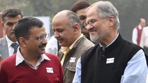 Delhi Lt Governor Najeeb Jung with chief minister Arvind Kejriwal in New Delhi in December 2015. Jung announced he was resigning as the Lieutenant Governor of Delhi on Thursday.(PTI) Delhi Lt Governor Najeeb Jung with chief minister Arvind Kejriwal in New Delhi in December 2015. Jung announced he was resigning as the Lieutenant Governor of Delhi on Thursday.(PTI)