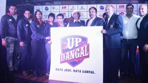The UP franchise in the pro wrestling league has Geeta Phogat and Babita Phogat in their ranks, on whose lives Amir Khan’s Dangal is based(HT Photo) The UP franchise in the pro wrestling league has Geeta Phogat and Babita Phogat in their ranks, on whose lives Amir Khan’s Dangal is based(HT Photo)