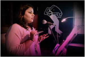 Storyteller Alisha Parekh during a previous edition of Tall Tales(Photo courtesy: Tall Tales) Storyteller Alisha Parekh during a previous edition of Tall Tales(Photo courtesy: Tall Tales)