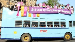 Akshara campaigning for women’s safety in buses in 2013.(HT File Photo) Akshara campaigning for women’s safety in buses in 2013.(HT File Photo)