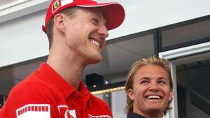 In this picture taken on April 20, 2006 Ferrari driver Michael Schumacher, left, of Germany, and fellow-countryman Nico Rosberg, of Williams, talk at the Dino and Enzo Ferrari racetrack in Imola, Italy.(AP) In this picture taken on April 20, 2006 Ferrari driver Michael Schumacher, left, of Germany, and fellow-countryman Nico Rosberg, of Williams, talk at the Dino and Enzo Ferrari racetrack in Imola, Italy.(AP)