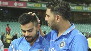Yuvraj Singh came back into the Indian ODI squad after three years while Virat Kohli officially took over from MS Dhoni as the limited-overs skipper.(AP) Yuvraj Singh came back into the Indian ODI squad after three years while Virat Kohli officially took over from MS Dhoni as the limited-overs skipper.(AP)