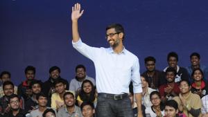The Google CEO interacting with students at IIT Kharagpur campus on Thursday.(Samir Jana) The Google CEO interacting with students at IIT Kharagpur campus on Thursday.(Samir Jana)