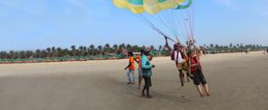Sagari Devayya, 64, went parasailing in Goa three months ago. ‘I’ve been a homemaker for 15 years, but I never stopped looking for adventure,’ she says.(Photo courtesy 50+ Voyagers Travel and Adventure Club) Sagari Devayya, 64, went parasailing in Goa three months ago. ‘I’ve been a homemaker for 15 years, but I never stopped looking for adventure,’ she says.(Photo courtesy 50+ Voyagers Travel and Adventure Club)