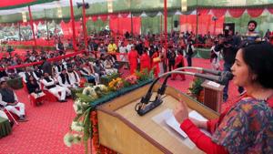 Aparna is busy campaigning in Lucknow Cant assembly constituency from where she will contest the 2017 assembly election.(HT Photo) Aparna is busy campaigning in Lucknow Cant assembly constituency from where she will contest the 2017 assembly election.(HT Photo)