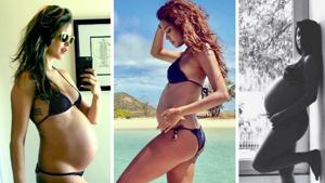 Celebs are flaunting their baby bump in bikini. Is it the new trend?(Instagram) Celebs are flaunting their baby bump in bikini. Is it the new trend?(Instagram)