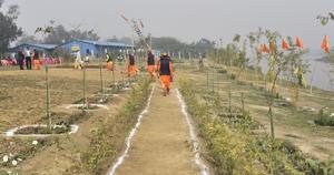 The garden is part of the larger project to beautify the Yamuna riverfront. It has been developed on the theme of Indian astrology.(Raj K Raj/HT PHOTO) The garden is part of the larger project to beautify the Yamuna riverfront. It has been developed on the theme of Indian astrology.(Raj K Raj/HT PHOTO)