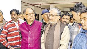Senior BJP leader Sushil Kumar Modi with others at a media interface in Patna.(Santosh Kumar/HT Photo) Senior BJP leader Sushil Kumar Modi with others at a media interface in Patna.(Santosh Kumar/HT Photo)