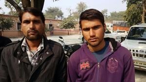 The two, Rameshwar and Satyaprakash, were held after a brief gunfight with the police.(HT Photo) The two, Rameshwar and Satyaprakash, were held after a brief gunfight with the police.(HT Photo)