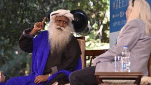Sadhguru in conversation with JLF Festival Producer Sanjoy K. Roy during the session, Inner Engineering: A Yogi's guide to Joy, at the Jaipur Literature Fest 2017 in Jaipur.(Saumya Khandelwal/HT PHOTO) Sadhguru in conversation with JLF Festival Producer Sanjoy K. Roy during the session, Inner Engineering: A Yogi's guide to Joy, at the Jaipur Literature Fest 2017 in Jaipur.(Saumya Khandelwal/HT PHOTO)