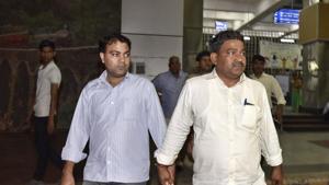 AAP MLA Gulab Singh (L) was arrested on charges of extortion from Gujarat.(HT File Photo) AAP MLA Gulab Singh (L) was arrested on charges of extortion from Gujarat.(HT File Photo)